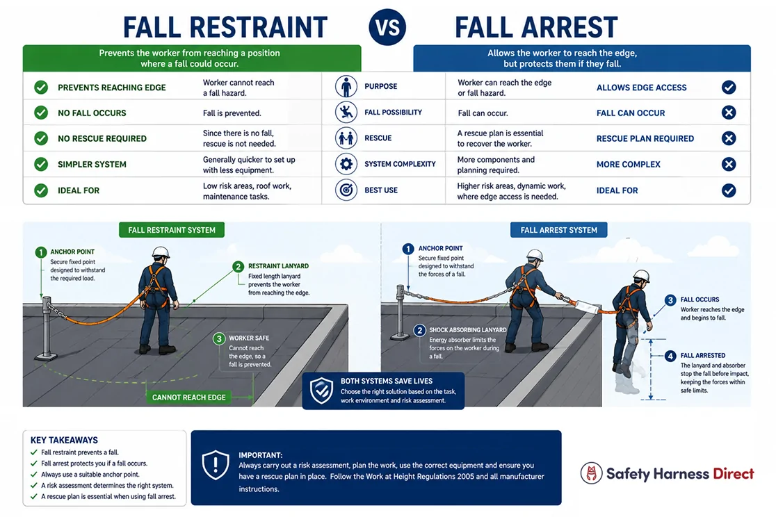 Comparison of fall restraint versus fall arrest systems