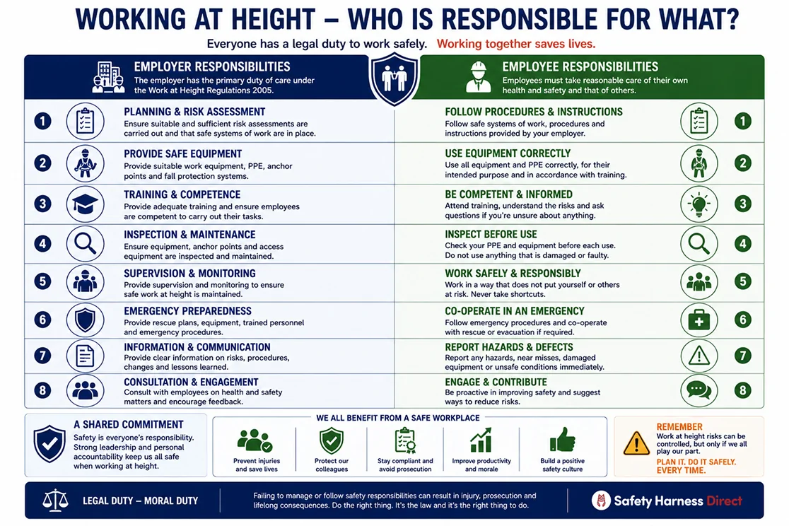 Working at height responsibilities shared between employers and workers