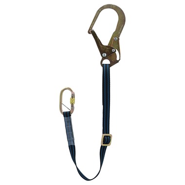 Safehold 1.2mtr Adjustable Restraint Lanyard with Captive Pin Double Locking Karabiner and Scaffold Hook