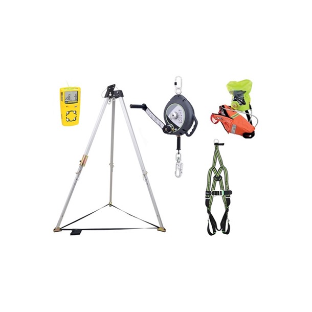 Kratos Confined Space Rescue Kit with 20m Fall Arrester, Gas Detector, Breathing Apparatus & Harness