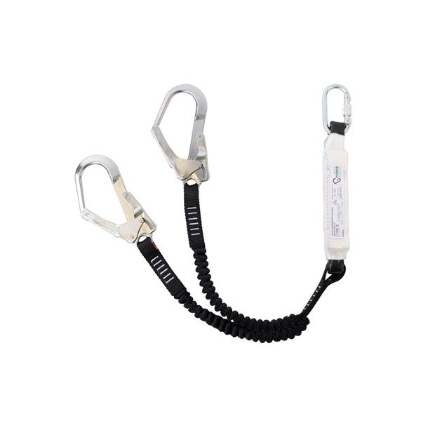 G-Force 1.5mtrs Elasticated Twin Leg "Y" Shock Absorbing Lanyard With Scaffold Hooks 
