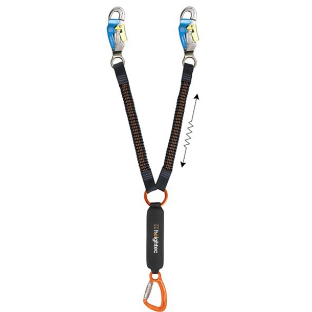 Heightec LE2T150B FLEXOR Elasticated Twin Lanyard c/w Steplock Hooks | 1.5mtr 