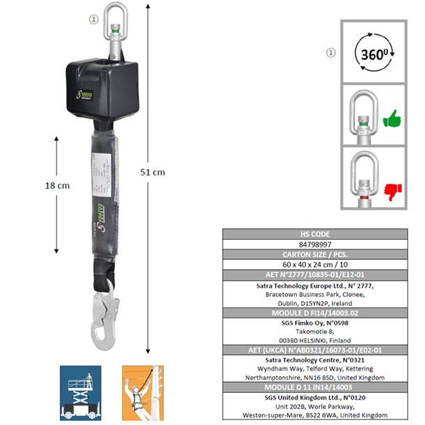 2.5m Lightweight Retractable Webbing Fall Arrest Block | FA 20 301 02 