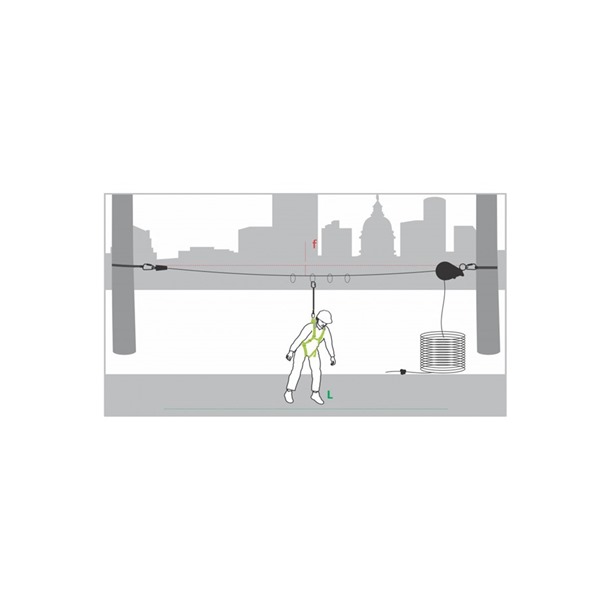 25mtr, 4 User Horizontal Temporary Lifeline c/w 4 0- Rings By Kratos 