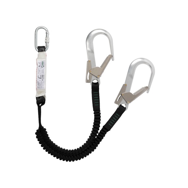 1.75mtr Elasticated Y Shock Absorbing Lanyard with scaffolding Hooks By G-Force 