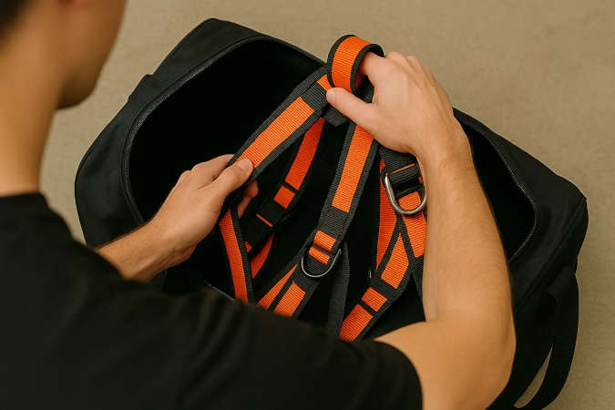 Safety harness storage