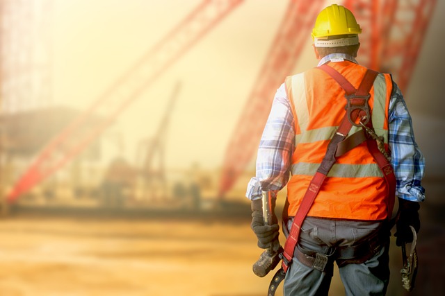 man wearing a safety harness over clothes